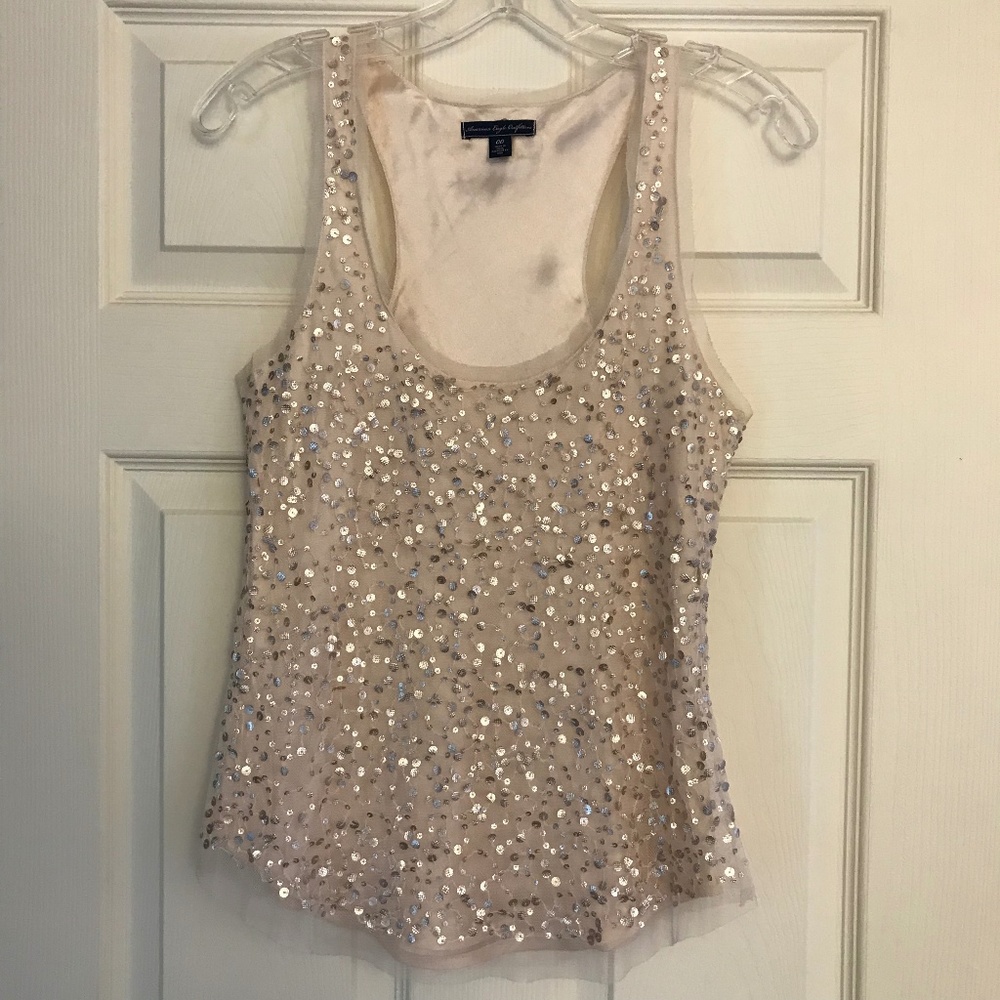 American Eagle Outfitters Light Pink Silk Tank Top